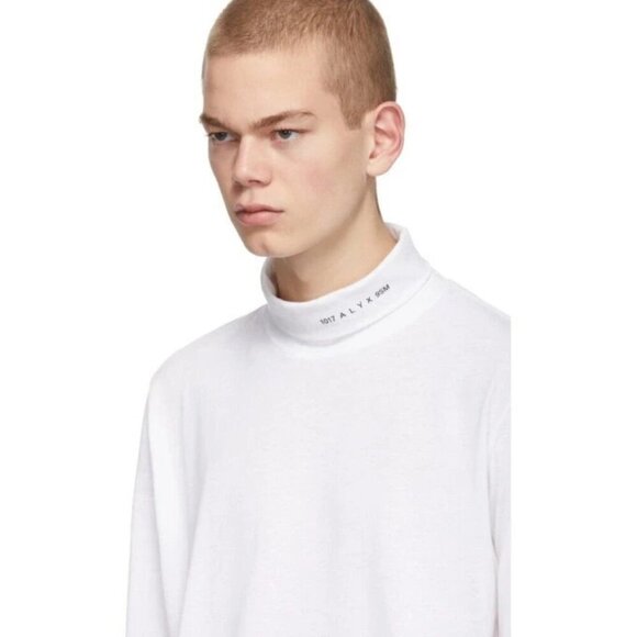 1017 ALYX 9SM Logo-Print Jersey Rollneck T-Shirt Size M Mens White $180 - Picture 14 of 16